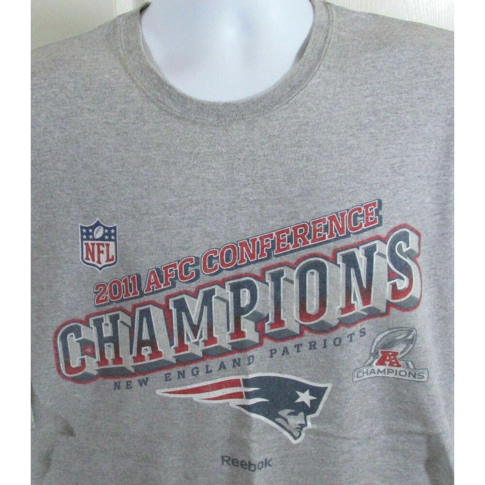 New England Patriots 2011 AFC Champion Men's T-Shirt Size XXL Gray Gildan Ultra